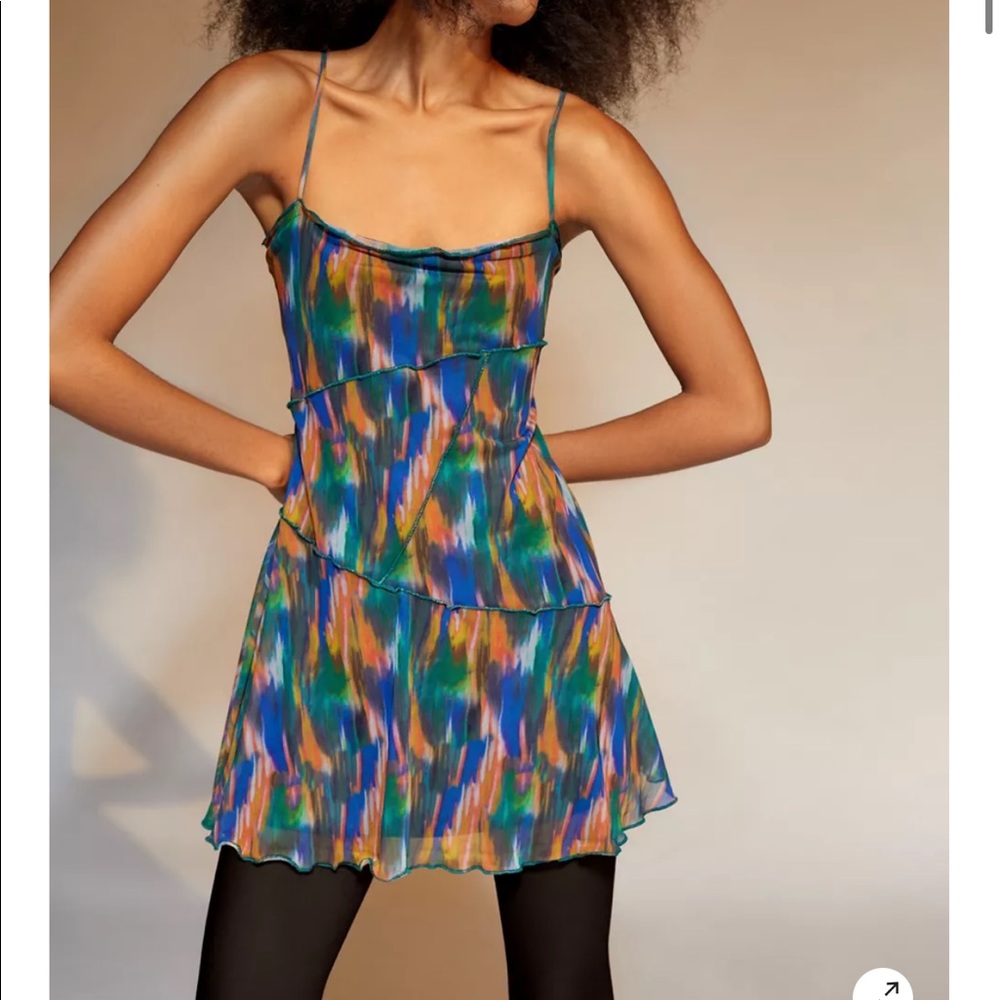 Urban Outfitters A-line mesh multi colored dress